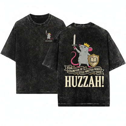 Huzzah Rat King Funny Embroidered 1717 Ren Faire Fantasy TTRPG Nerd Unisex Wash T-Shirt