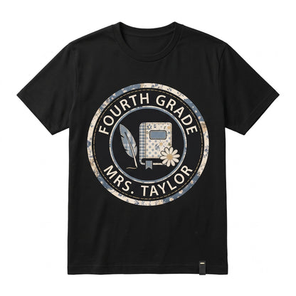 Custom Name 4th Grade Dream Team Matching Group Teacher Faux Patchwork Back to School Unisex TShirt