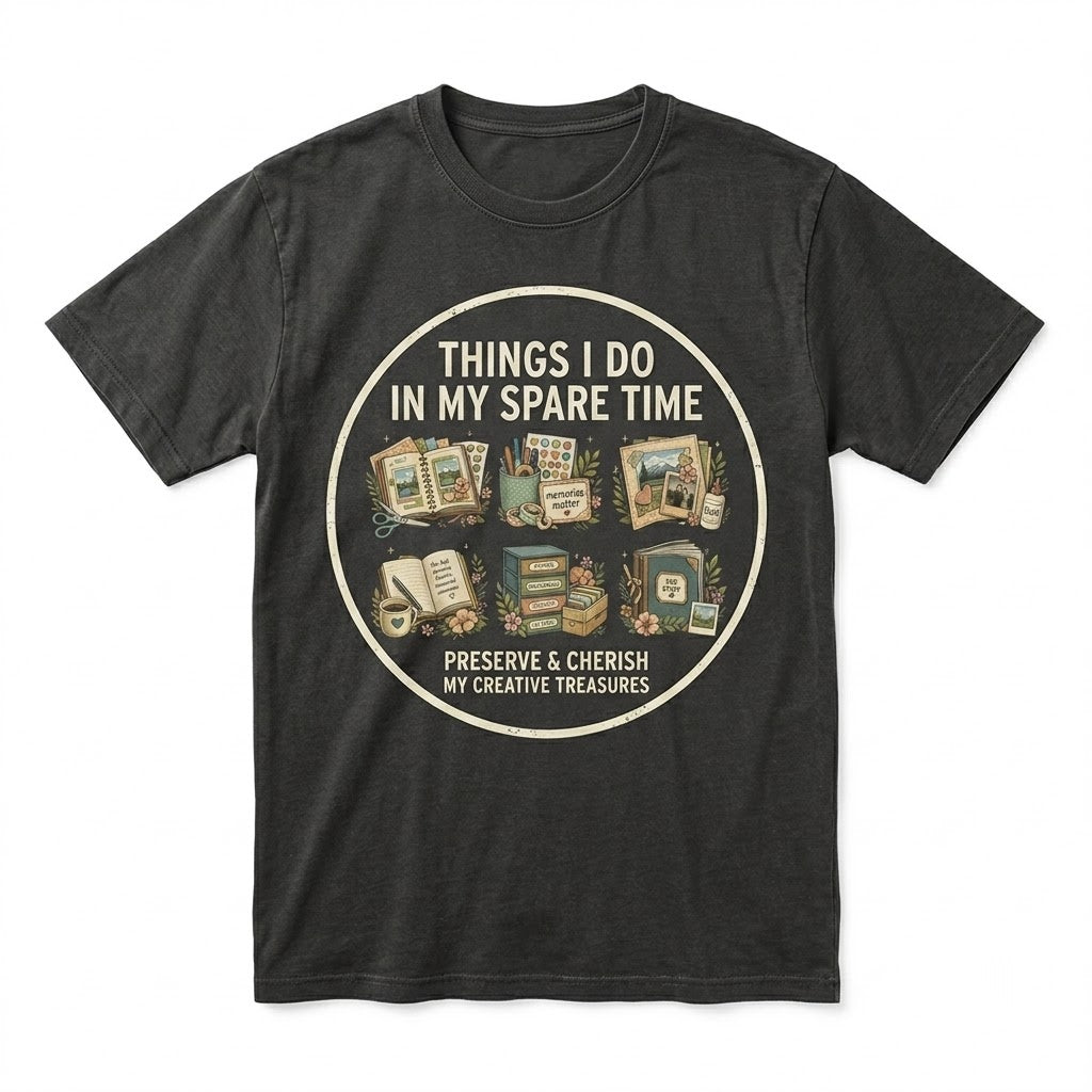 Things I Do In My Spare Time Scrapbooking Memory Keeper Cozy Crafter Journaling Graphic Gift Unisex TShirt
