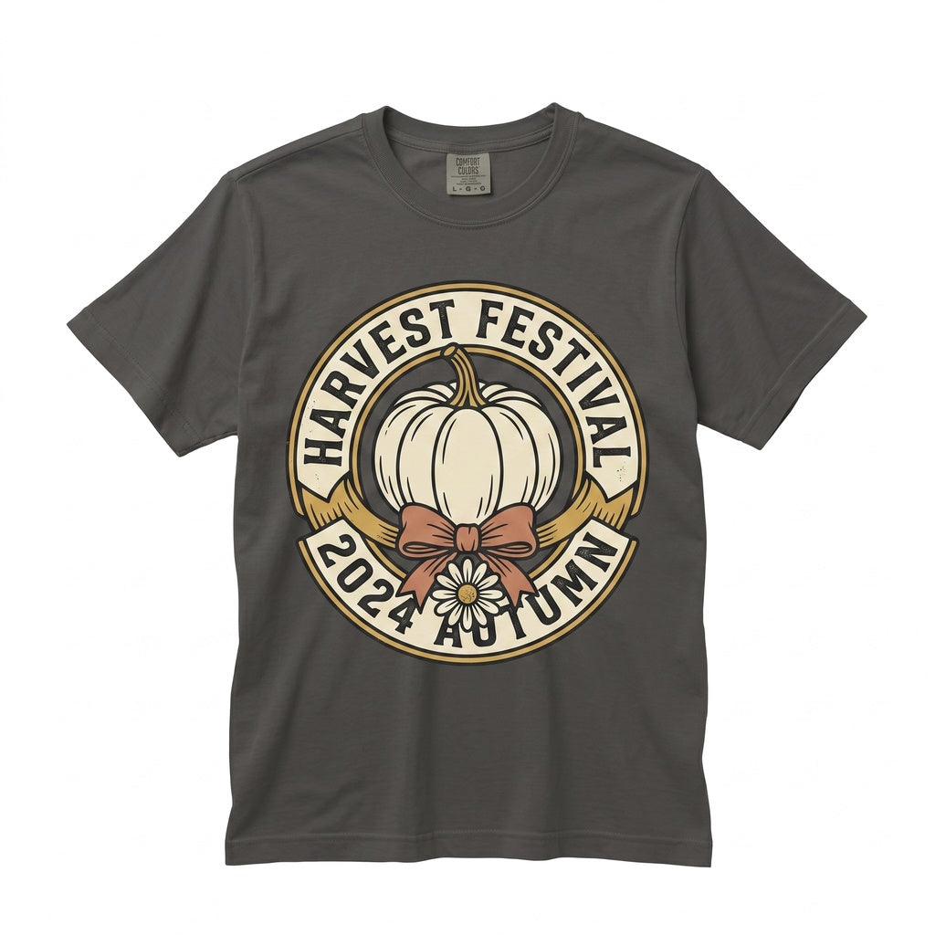 Patchwork Checkered Floral Pumpkin Thanksgiving Fall Harvest Unisex TShirt