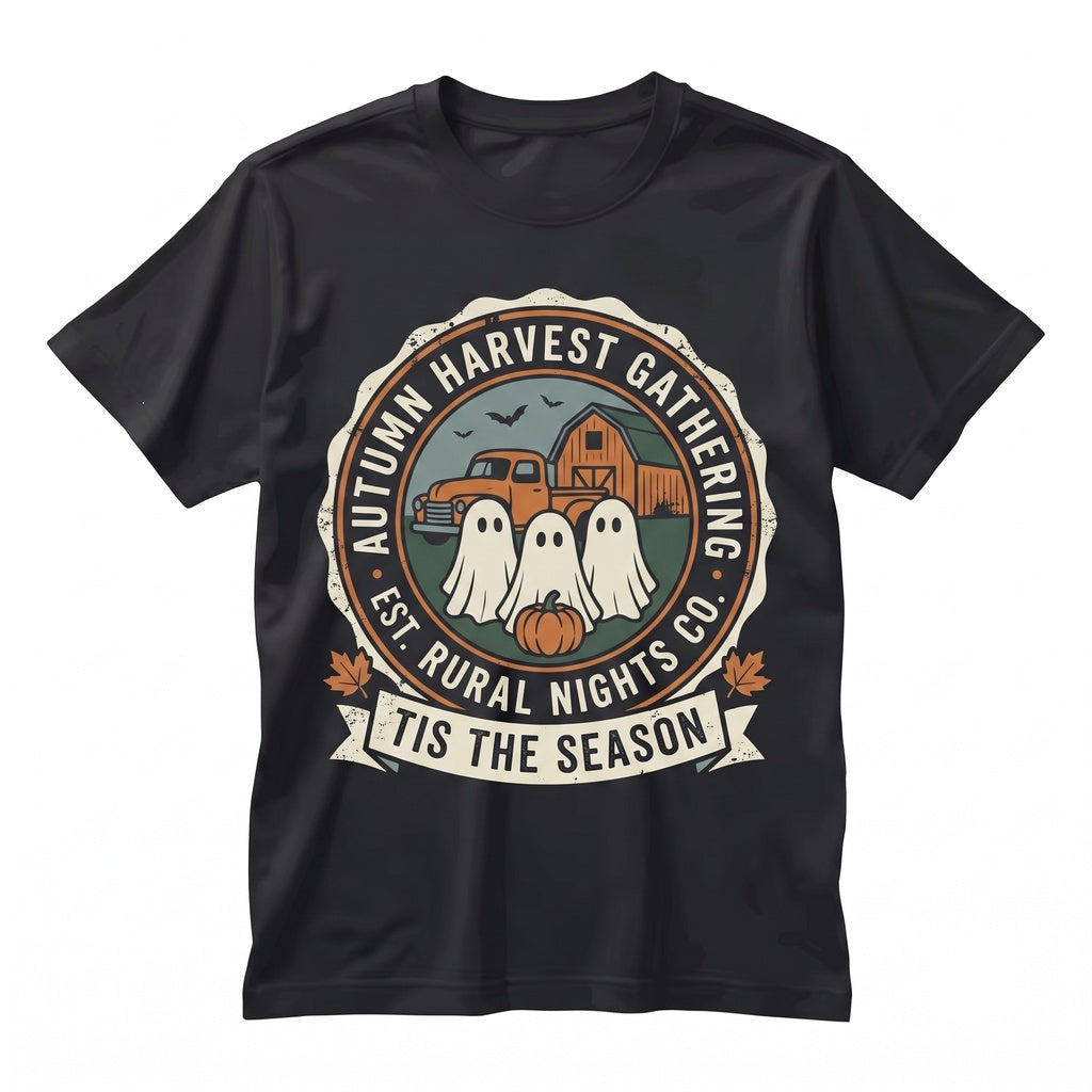 Tis The Season Spooky Ghost Vintage Pumpkin Patch Farmhouse Fall Halloween Unisex TShirt