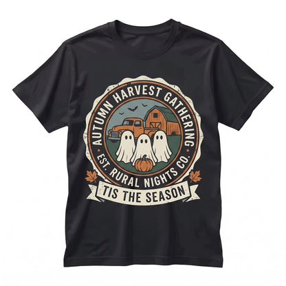 Tis The Season Spooky Ghost Vintage Pumpkin Patch Farmhouse Fall Halloween Unisex TShirt