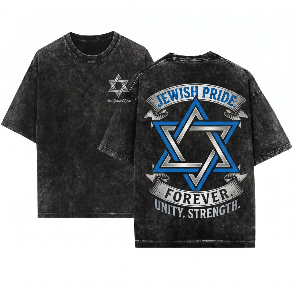 Israeli Flag Star Of David Jewish Heritage Patriotic Pride Gift Apparel Unisex Wash T-Shirt