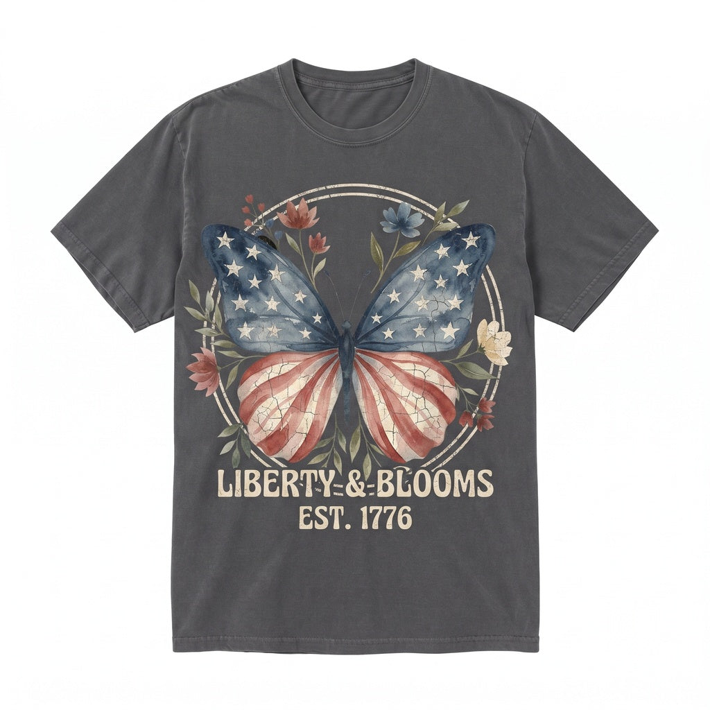 Patriotic Butterfly American Flag 4th of July Independence Day Graphic Unisex TShirt