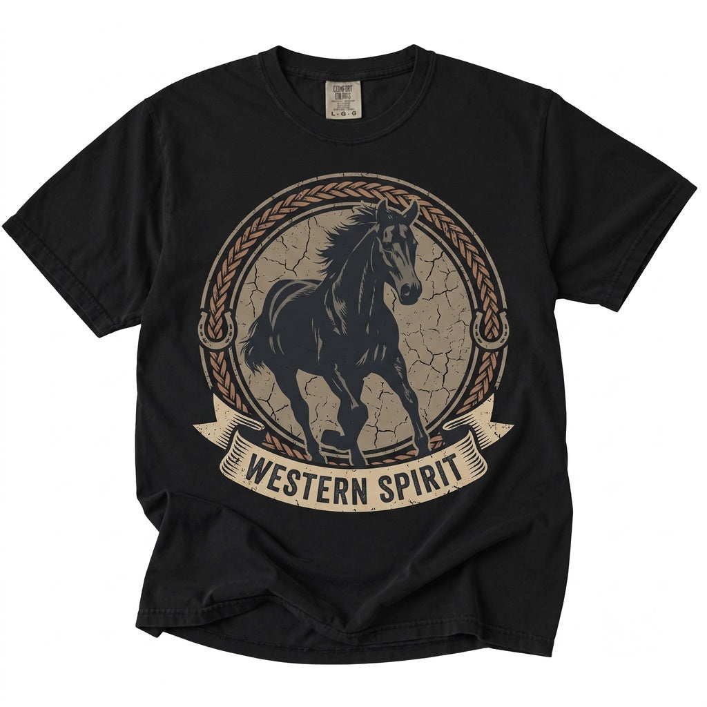 Western Graphic Cowboy Cowgirl Gift Country Black Equine Apparel Unisex TShirt