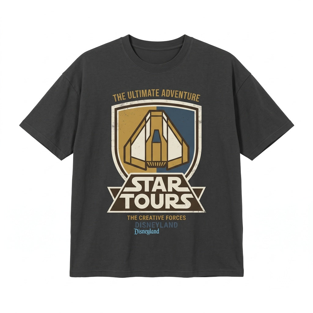 Oversized Star Tours Y2K Retro Galaxy Space Travel Land Matching Graphic Apparel Unisex TShirt