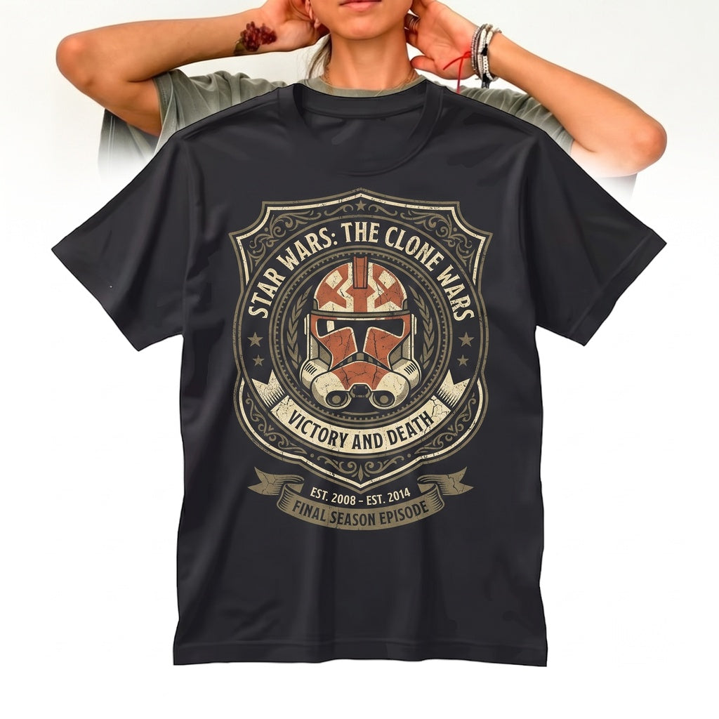 Vintage Victory And Death Retro Sci-Fi Trooper Helmet Ahsoka Galaxy Graphic Apparel Fan Gift Unisex TShirt