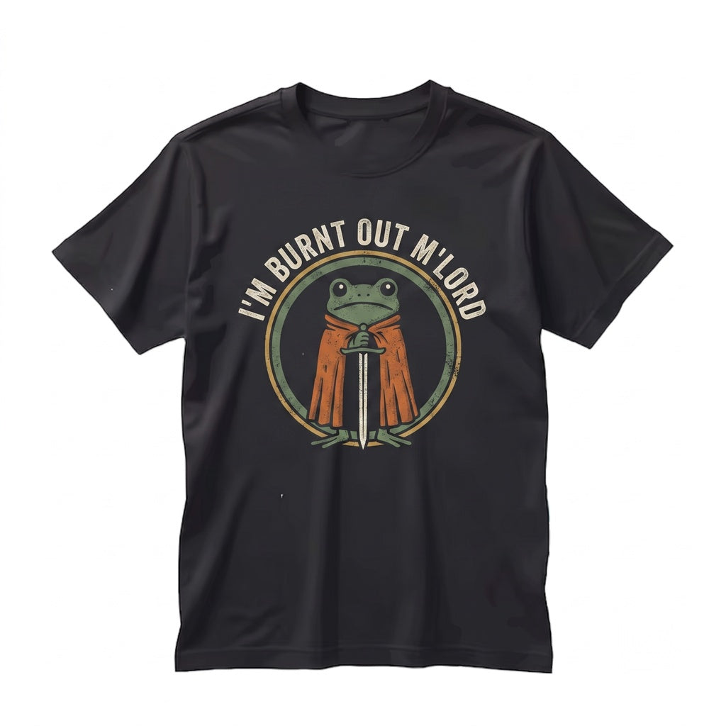 Im Burnt Out MLord Embroidered Frog Knight Heavyweight Graphic Pullover Unisex TShirt