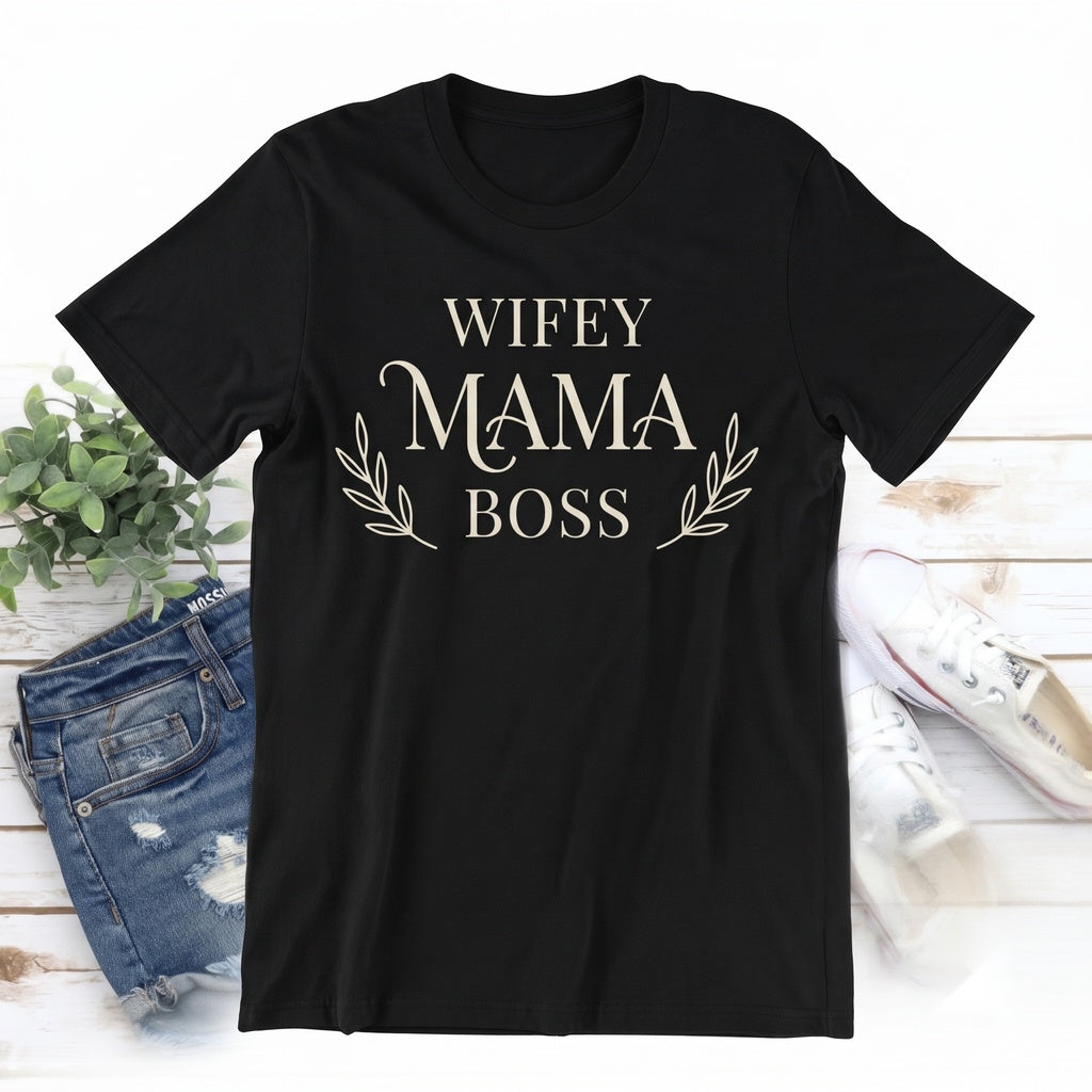 Wifey Mama Boss Cotton Graphic Top Casual Apparel Unisex TShirt
