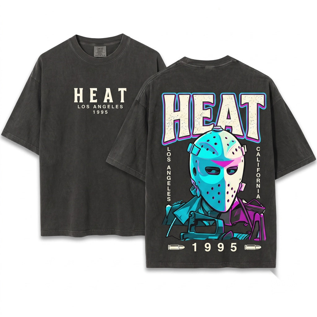 1990s Action Film Graphic Heat Crime Thriller Retro Streetwear Unisex Wash T-Shirt