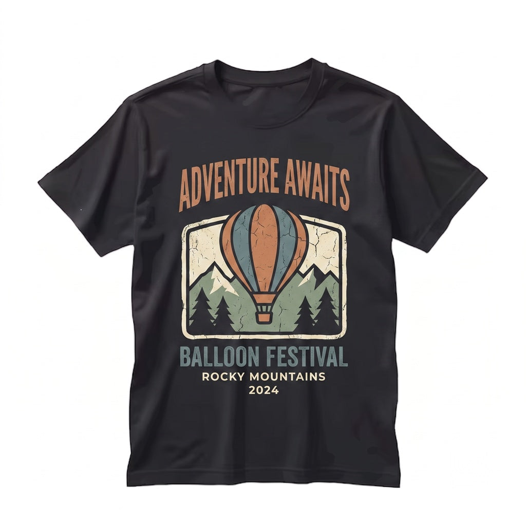 Hot Air Balloon Mountain Sunset Scenic Landscape Colorful Sky Travel Adventure Nature Lover Gift Unisex TShirt