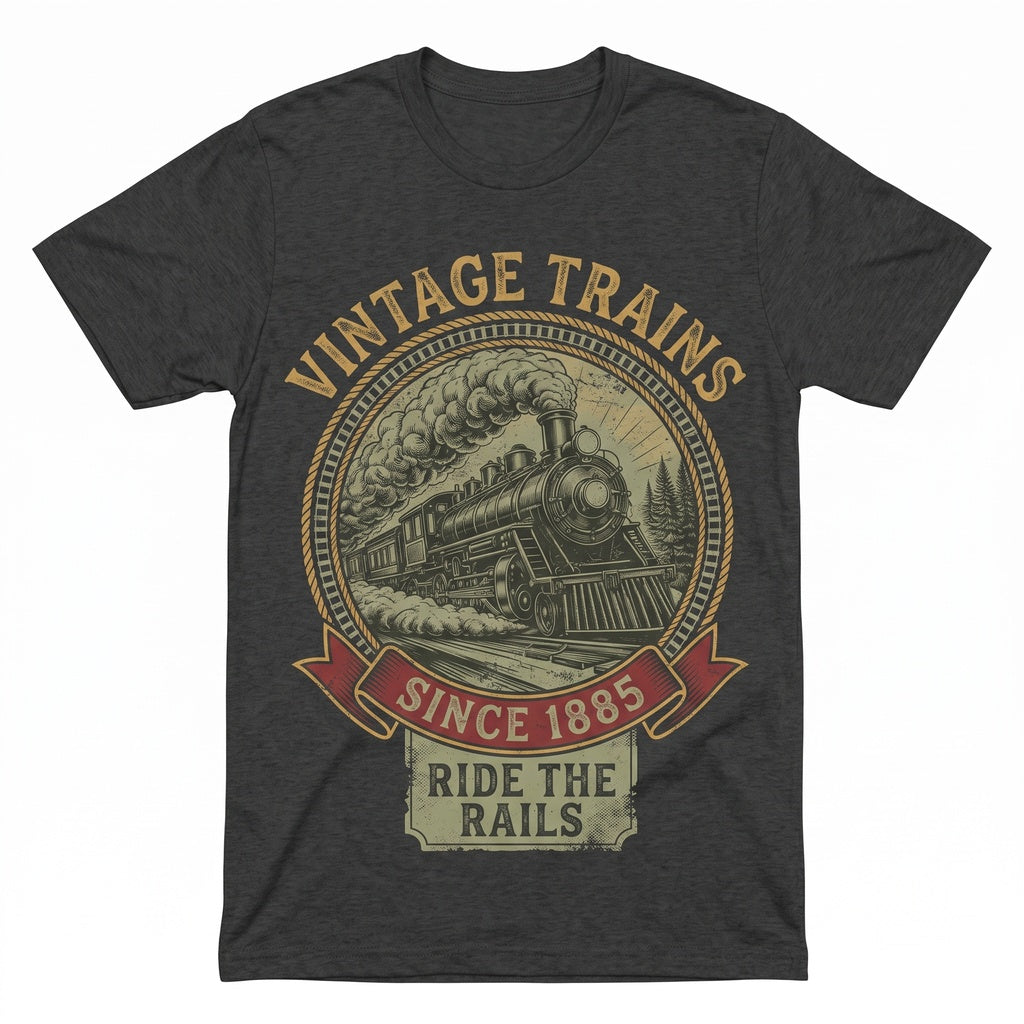 Vintage Steam Engine Locomotive Graphic Americana Retro Railroad Enthusiast Gift Railway Fan Unisex TShirt