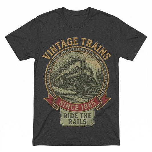 Vintage Steam Engine Locomotive Graphic Americana Retro Railroad Enthusiast Gift Railway Fan Unisex TShirt