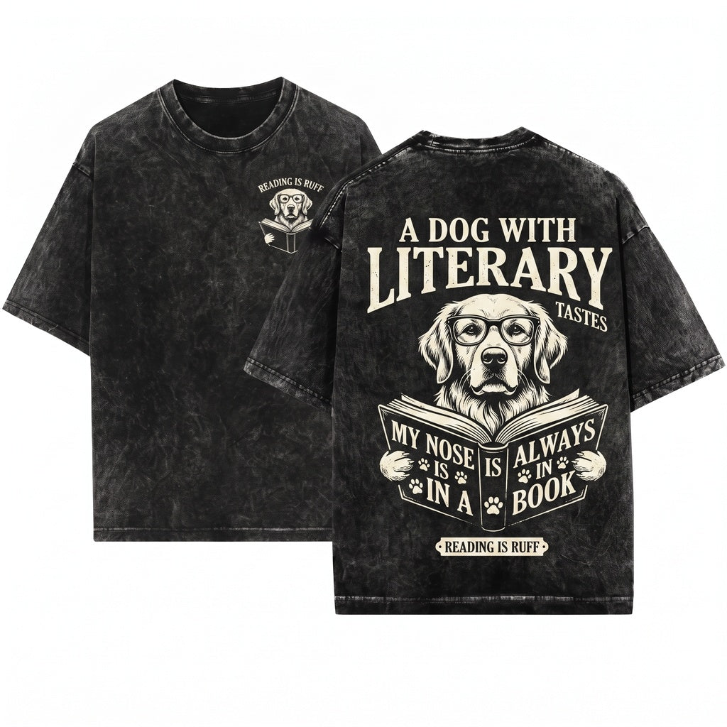 Weimaraner Reading Dog Mom Vizsla Bookworm Bookish Hunter Gift Unisex Wash T-Shirt
