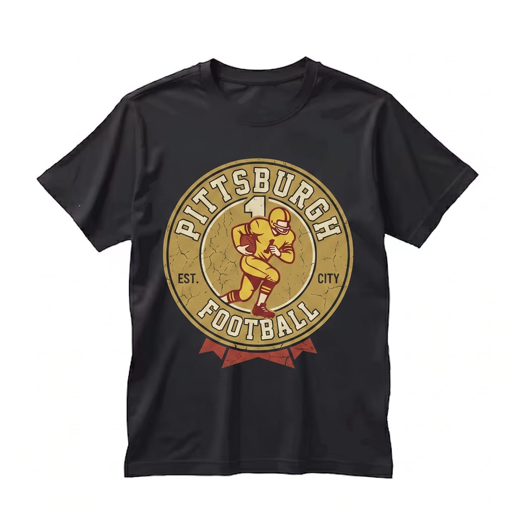 Vintage 90s Pittsburgh Football Graphic Black and Gold Game Day Apparel Unisex TShirt