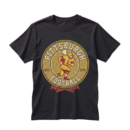 Vintage 90s Pittsburgh Football Graphic Black and Gold Game Day Apparel Unisex TShirt