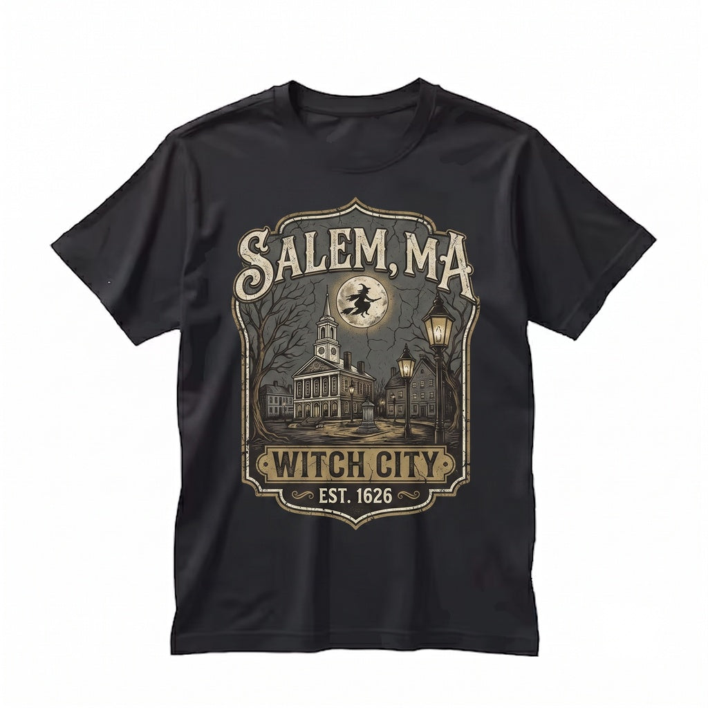 Vintage Salem Massachusetts Witch City Halloween Spooky Season Retro Fall Graphic Unisex TShirt