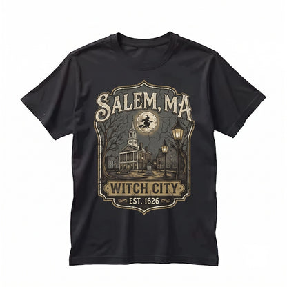 Vintage Salem Massachusetts Witch City Halloween Spooky Season Retro Fall Graphic Unisex TShirt