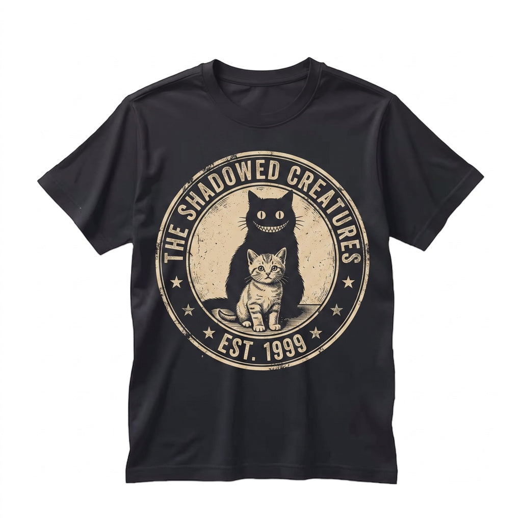 Creepy Cat Shadow Vintage Halloween Gothic Unisex TShirt
