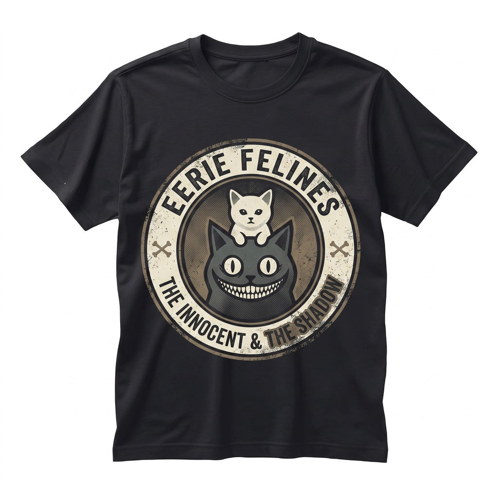Creepy Cat Shadow Vintage Halloween Gothic Unisex TShirt