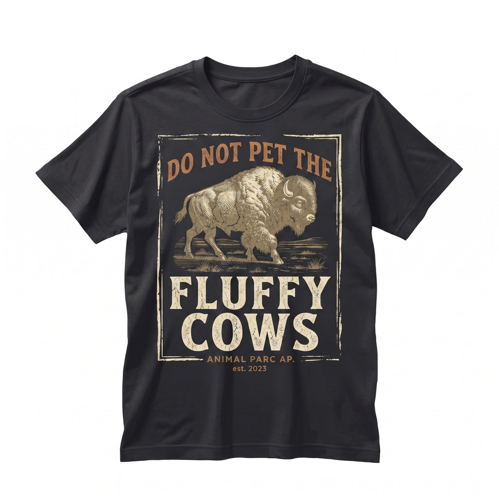 Vintage Bison Cowboy Graphic Funny Do Not Pet The Fluffy Cows Farmer Owner Gift Unisex TShirt
