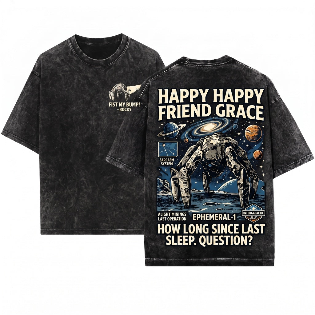 Hail Mary Rocky Alien Fist Bump Funny Sci-Fi Space Unisex Wash T-Shirt