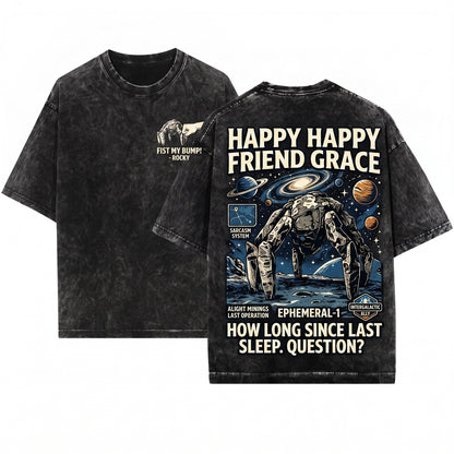 Hail Mary Rocky Alien Fist Bump Funny Sci-Fi Space Unisex Wash T-Shirt