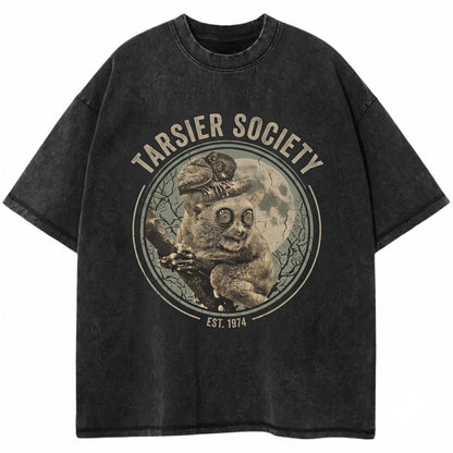 Three Cute Nocturnal Tarsier Graphic Vintage Jungle Wildlife Big Eyes Monkey Primate Oversized Gift Unisex TShirt