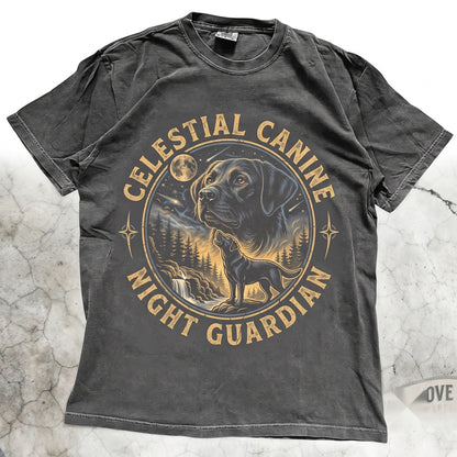 Vintage 90s Retro Black Labrador Retriever Howling at Full Moon Graphic Dog Lover Gift Unisex TShirt