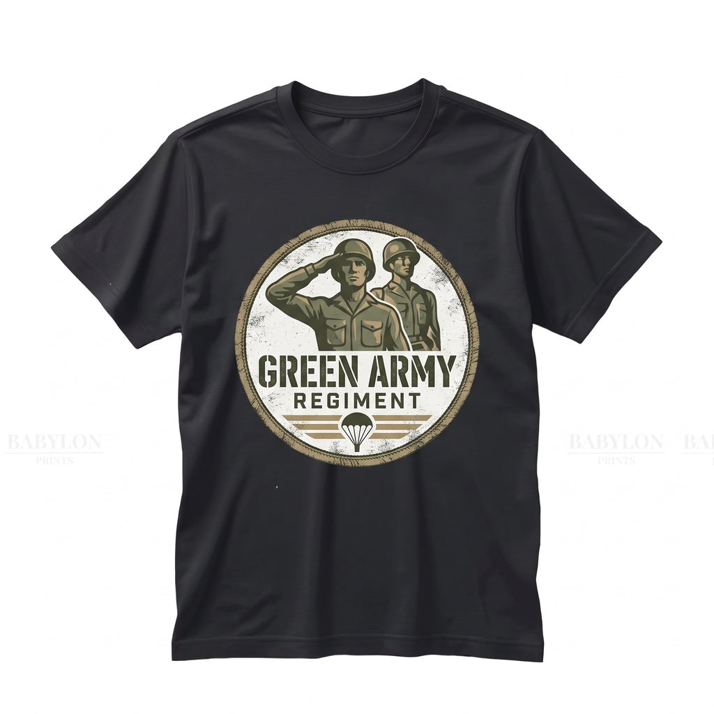 Green Plastic Army Men Theme Park Vacation Graphic Top, Retro Toy Soldiers Souvenir Apparel Unisex TShirt