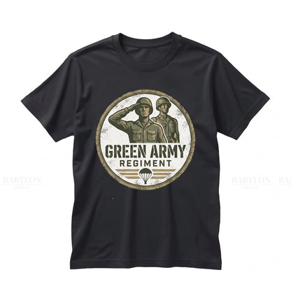 Green Plastic Army Men Theme Park Vacation Graphic Top, Retro Toy Soldiers Souvenir Apparel Unisex TShirt
