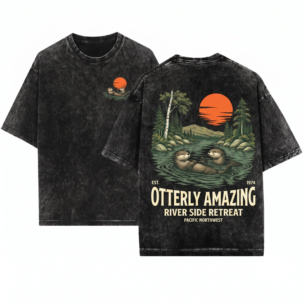 Otter Apparel Scenic Sunset Forest Graphic Unisex Wash T-Shirt