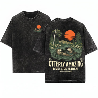 Otter Apparel Scenic Sunset Forest Graphic Unisex Wash T-Shirt