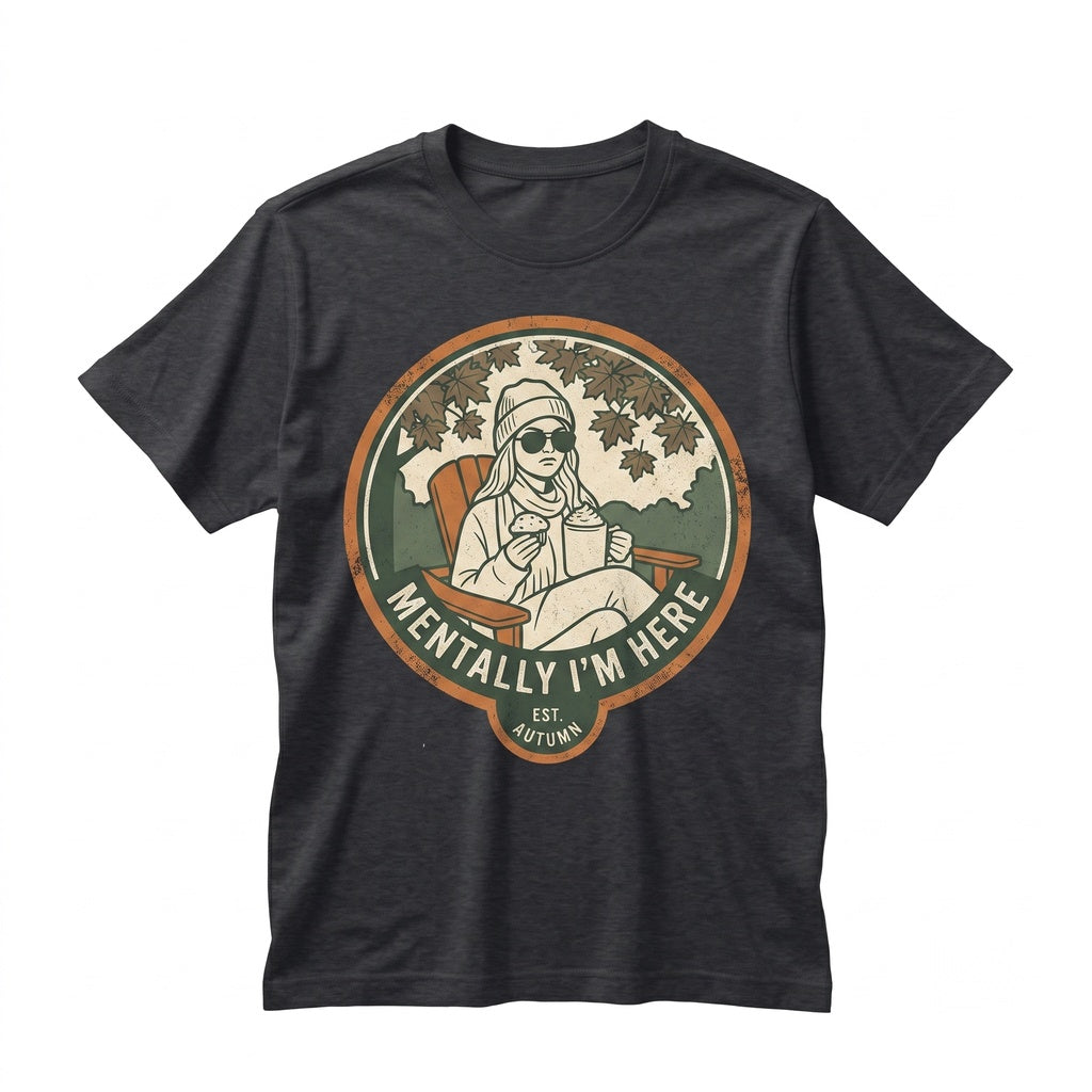 Mentally Im Here Graphic Vintage Women Autumn Vibes Aesthetic Apparel Unisex TShirt
