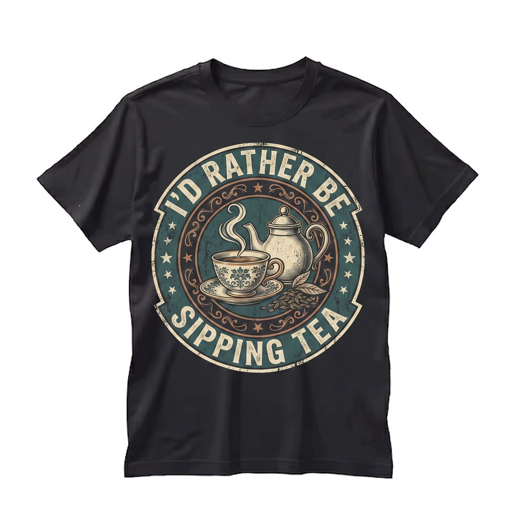 Vintage Ceramic Teacup Graphic Cozy Herbal Tea Lover Present Id Rather Be Sipping Aesthetic Apparel Unisex TShirt