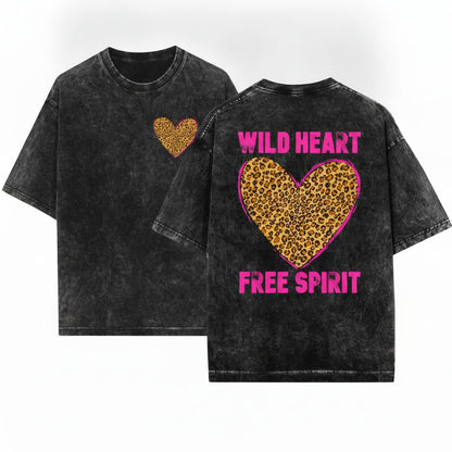 Comfort Colors Leopard Heart Valentine Animal Print Cute Graphic Unisex Wash T-Shirt