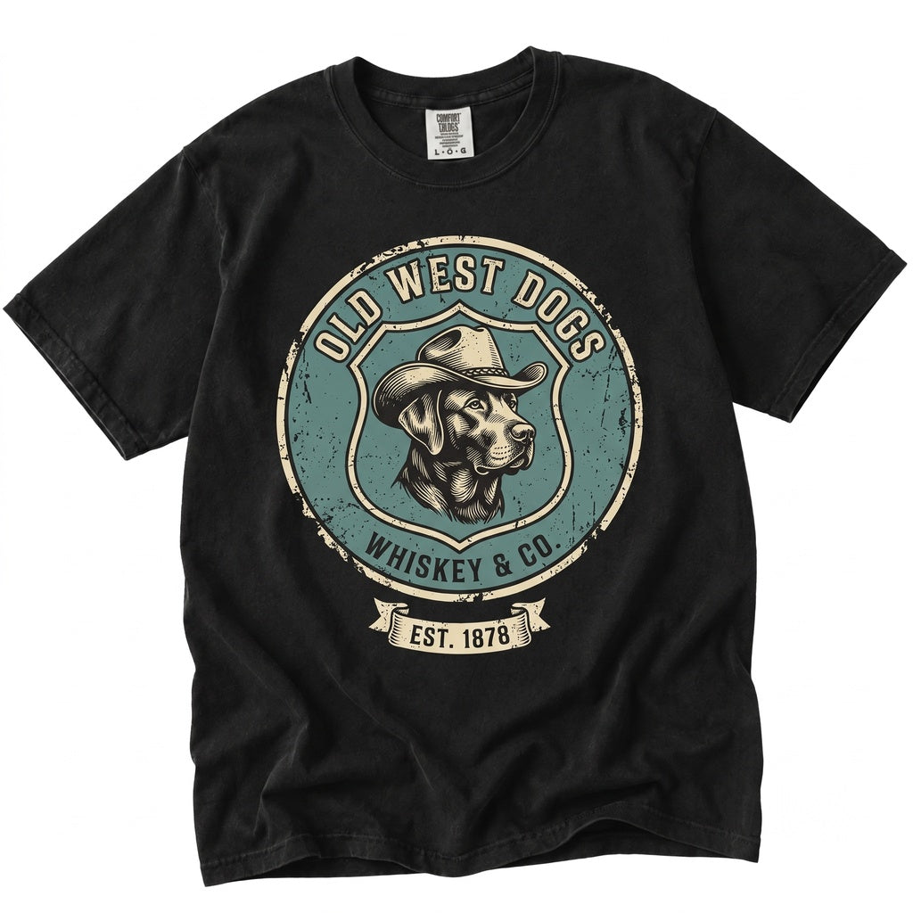 Funny Cowboy Dog Drinking Whiskey Meme, Chocolate Lab Pet Dad Lover Gift, Unisex TShirt