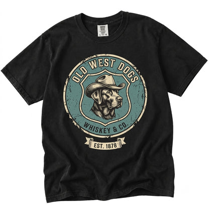 Funny Cowboy Dog Drinking Whiskey Meme, Chocolate Lab Pet Dad Lover Gift, Unisex TShirt