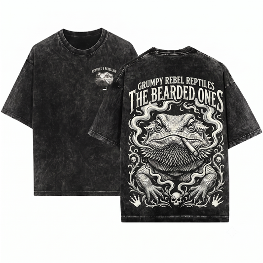 Vintage Grunge Smoking Bearded Dragon Tee Funny Y2K Edgy Lizard Meme Graphic Comfort Colors Style Reptile Lover Gift Unisex Heavyweight Garment-Dyed T-Shirt
