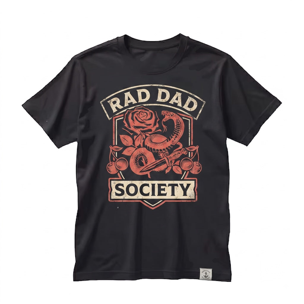 Rad Dad Funny Fathers Day Gift for Husband Backprint Parenthood Hot Unisex TShirt