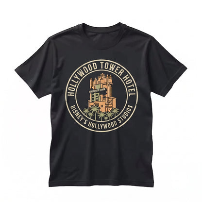 Retro Hollywood Tower Hotel Drop Ride Vintage Theme Park Graphic Apparel Unisex TShirt
