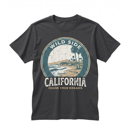 Retro California Palm Tree West Coast Beach Surf Vintage Souvenir Graphic Apparel Unisex TShirt