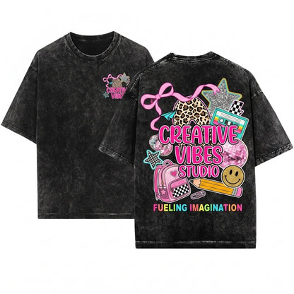 Customized Leopard Initial Back To School Girl Coquette Bow Pencil Backpack Student Gift Unisex Wash T-Shirt