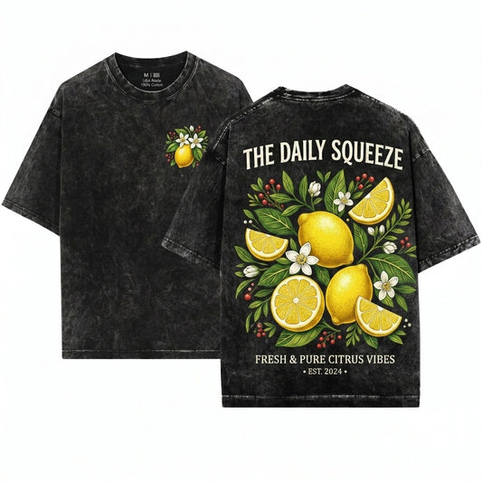 Vintage Lemon Botanical Citrus Fruit Garden Fresh Cottagecore Retro Style Top Gift Unisex Wash T-Shirt