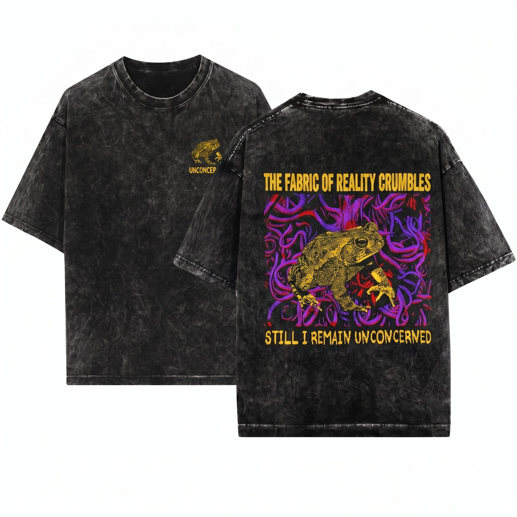 Fabric of Reality Frog Vintage Japanese Aesthetic Graphic Unisex Wash T-Shirt