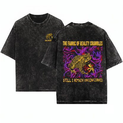 Fabric of Reality Frog Vintage Japanese Aesthetic Graphic Unisex Wash T-Shirt
