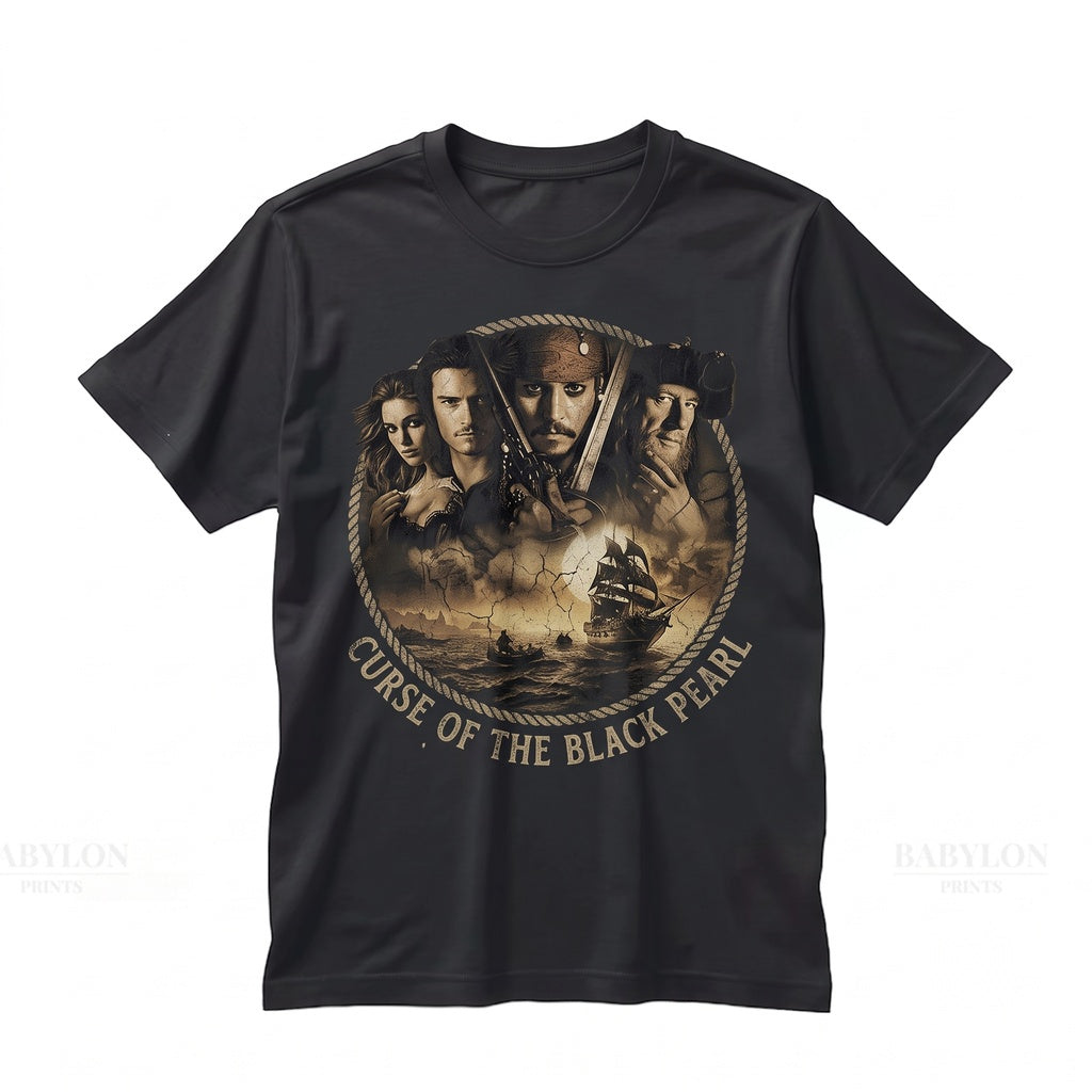 Vintage Pirates Curse Black Pearl Tee Jack Sparrow Yo Ho Life For Me Unisex TShirt