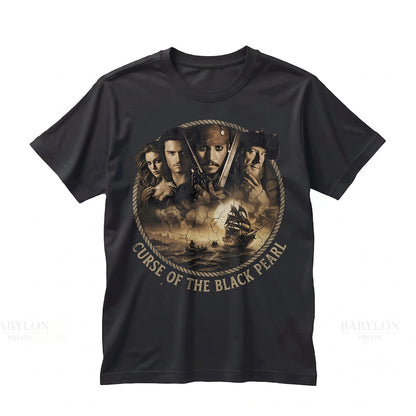 Vintage Pirates Curse Black Pearl Tee Jack Sparrow Yo Ho Life For Me Unisex TShirt