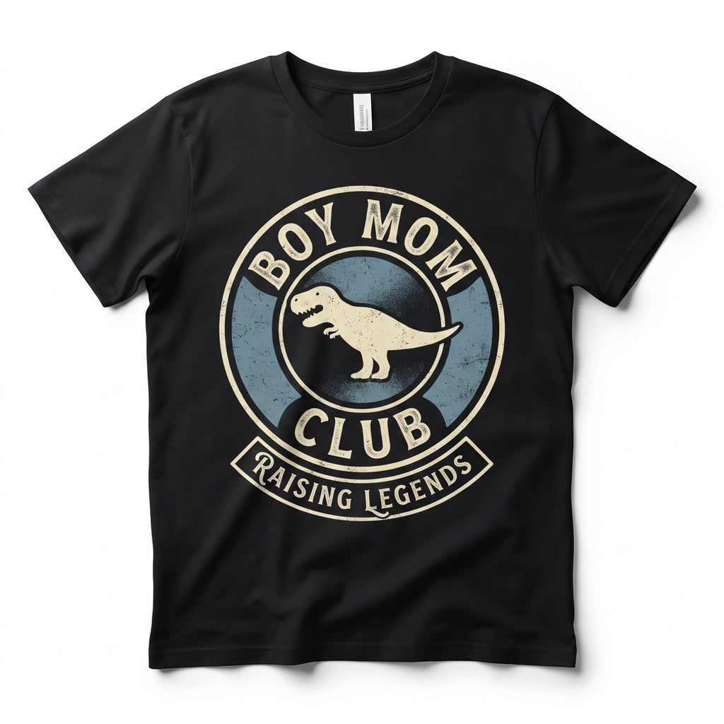 Boy Mom Club Raising Legends Retro Striped Dinosaur Mama Gift Unisex TShirt