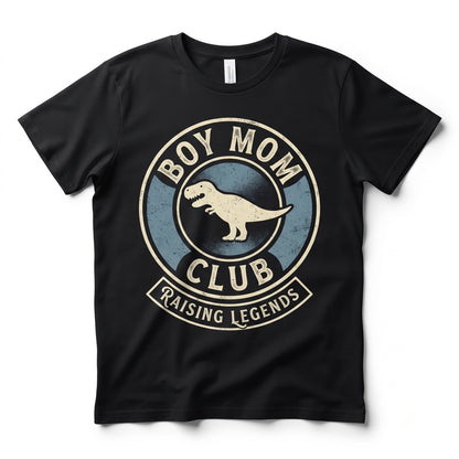 Boy Mom Club Raising Legends Retro Striped Dinosaur Mama Gift Unisex TShirt